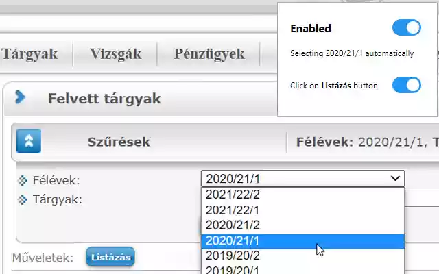 Neptun current semester from Chrome web store to be run with OffiDocs Chromium online Neptun current semester from Chrome web store to be run with OffiDocs Chromium online