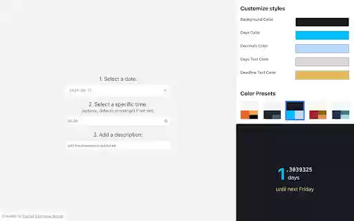New Tab Countdown to Deadline from Chrome web store to be run with OffiDocs Chromium online New Tab Countdown to Deadline from Chrome web store to be run with OffiDocs Chromium online