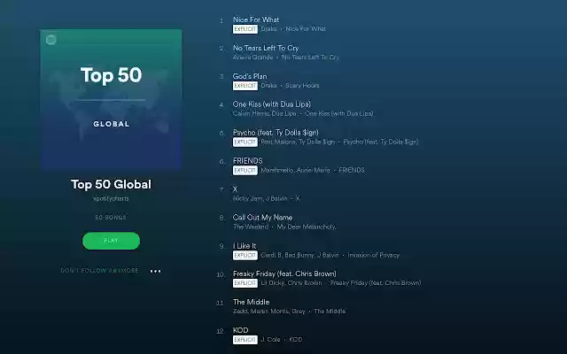 Numberfy (Numbers in Spotify) from Chrome web store to be run with OffiDocs Chromium online Numberfy (Numbers in Spotify) from Chrome web store to be run with OffiDocs Chromium online