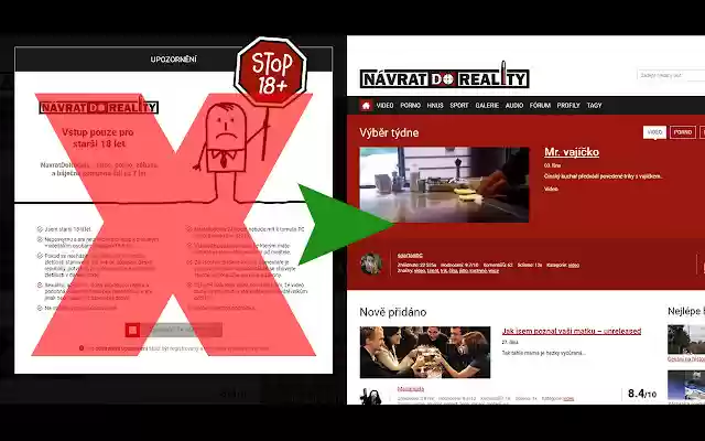 NávratDoReality.cz Adult Only Notice Remover from Chrome web store to be run with OffiDocs Chromium online NávratDoReality.cz Adult Only Notice Remover from Chrome web store to be run with OffiDocs Chromium online