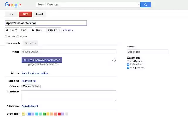 OpenVoice for Google Calendar from Chrome web store to be run with OffiDocs Chromium online OpenVoice for Google Calendar from Chrome web store to be run with OffiDocs Chromium online