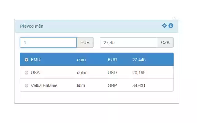 Převod měn from Chrome web store to be run with OffiDocs Chromium online Převod měn from Chrome web store to be run with OffiDocs Chromium online