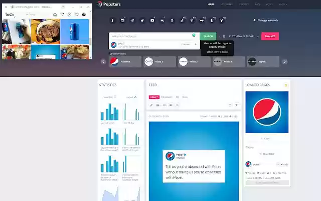 Popsters Addon for Instagram analysis from Chrome web store to be run with OffiDocs Chromium online Popsters Addon for Instagram analysis from Chrome web store to be run with OffiDocs Chromium online