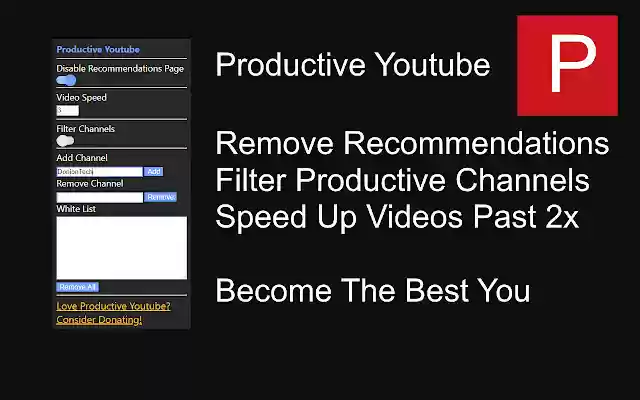 Productive YouTube from Chrome web store to be run with OffiDocs Chromium online Productive YouTube from Chrome web store to be run with OffiDocs Chromium online