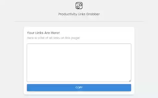 Productivity Links Grabber from Chrome web store to be run with OffiDocs Chromium online Productivity Links Grabber from Chrome web store to be run with OffiDocs Chromium online