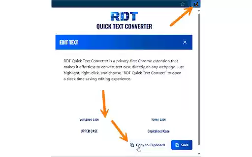 RDT Quick Text Converter from Chrome web store to be run with OffiDocs Chromium online RDT Quick Text Converter from Chrome web store to be run with OffiDocs Chromium online