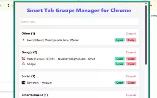 Smart Tab Groups Manager for Chrome from Chrome web store to be run with OffiDocs Chromium online Smart Tab Groups Manager for Chrome from Chrome web store to be run with OffiDocs Chromium online