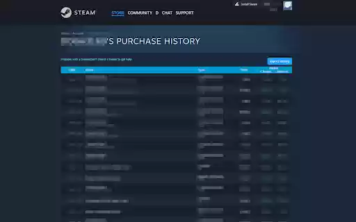 Steam Purchase History (CSV) from Chrome web store to be run with OffiDocs Chromium online Steam Purchase History (CSV) from Chrome web store to be run with OffiDocs Chromium online