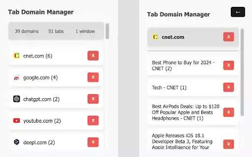 Tab Domain Manager from Chrome web store to be run with OffiDocs Chromium online Tab Domain Manager from Chrome web store to be run with OffiDocs Chromium online