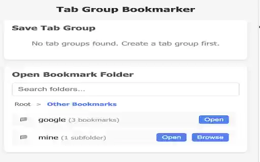 Tab Group Bookmarker from Chrome web store to be run with OffiDocs Chromium online Tab Group Bookmarker from Chrome web store to be run with OffiDocs Chromium online