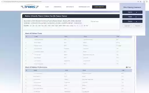 TFRRS Filtering Extension from Chrome web store to be run with OffiDocs Chromium online TFRRS Filtering Extension from Chrome web store to be run with OffiDocs Chromium online