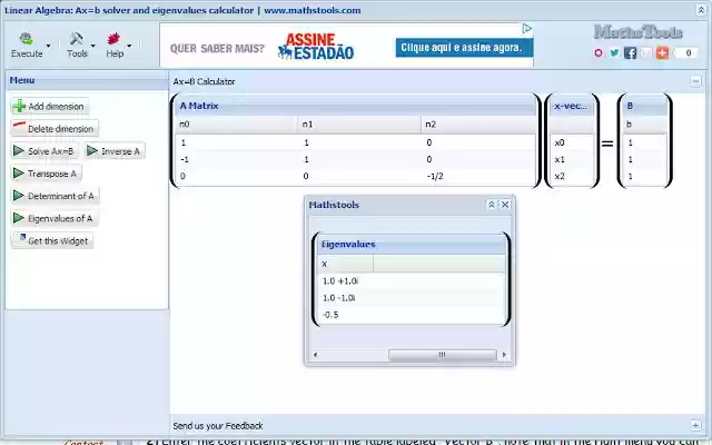 The Matrix Calculator from Chrome web store to be run with OffiDocs Chromium online The Matrix Calculator from Chrome web store to be run with OffiDocs Chromium online