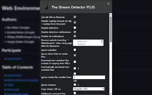The Stream Detector PLUS from Chrome web store to be run with OffiDocs Chromium online The Stream Detector PLUS from Chrome web store to be run with OffiDocs Chromium online