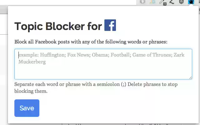 Topic Blocker from Chrome web store to be run with OffiDocs Chromium online Topic Blocker from Chrome web store to be run with OffiDocs Chromium online