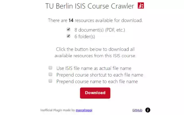 TU Berlin ISIS Course Crawler from Chrome web store to be run with OffiDocs Chromium online TU Berlin ISIS Course Crawler from Chrome web store to be run with OffiDocs Chromium online