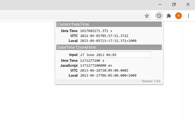 Unix Time Converter from Chrome web store to be run with OffiDocs Chromium online Unix Time Converter from Chrome web store to be run with OffiDocs Chromium online