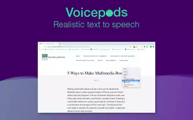 Voicepods Realistic Text to Speech from Chrome web store to be run with OffiDocs Chromium online Voicepods Realistic Text to Speech from Chrome web store to be run with OffiDocs Chromium online