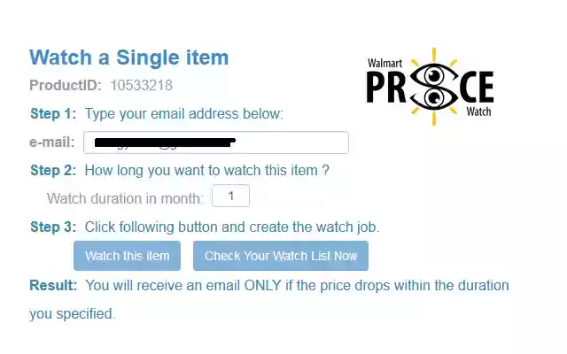 Walmart Price Watch from Chrome web store to be run with OffiDocs Chromium online Walmart Price Watch from Chrome web store to be run with OffiDocs Chromium online