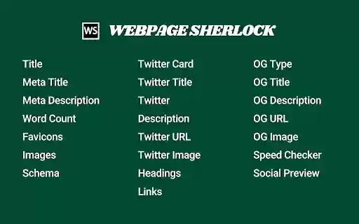 Webpage Sherlock Page insights in one click from Chrome web store to be run with OffiDocs Chromium online Webpage Sherlock Page insights in one click from Chrome web store to be run with OffiDocs Chromium online
