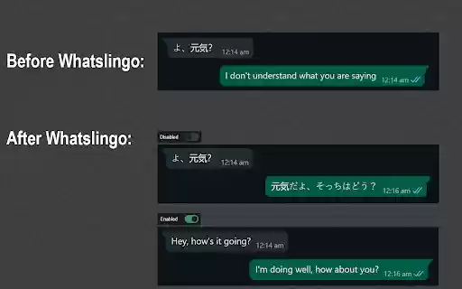 WhatsLingo WhatsApp Chats AI Translator from Chrome web store to be run with OffiDocs Chromium online WhatsLingo WhatsApp Chats AI Translator from Chrome web store to be run with OffiDocs Chromium online