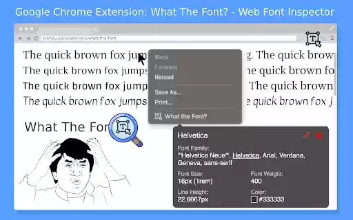 What the font? Web Font Inspector from Chrome web store to be run with OffiDocs Chromium online What the font? Web Font Inspector from Chrome web store to be run with OffiDocs Chromium online
