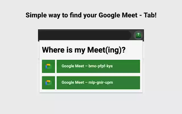 Where is my Meeting? from Chrome web store to be run with OffiDocs Chromium online Where is my Meeting? from Chrome web store to be run with OffiDocs Chromium online