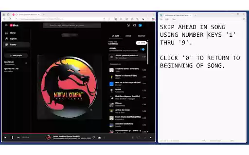YouTube Music Number Key Skip Ahead from Chrome web store to be run with OffiDocs Chromium online YouTube Music Number Key Skip Ahead from Chrome web store to be run with OffiDocs Chromium online